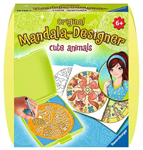 Ravensburger – Mandala Designer – Mini – Dessin – Loisir créatif – Kit Voyage – Pochoir – Cute Animals – Animaux Mignons – Enfant – Dès 6 Ans – 29766 – Version française