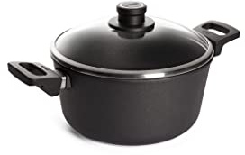 Woll Nowo Titanium Topf mit Glasdeckel in Box, Ø 24 cm, 12 cm hoch, 4.5 Liter, mit 2 Seitengriffen - Geeignet für Ceran, Gas, Elektro, Halogen - nicht induktionsgeeignet, Antihaft-Versiegelung