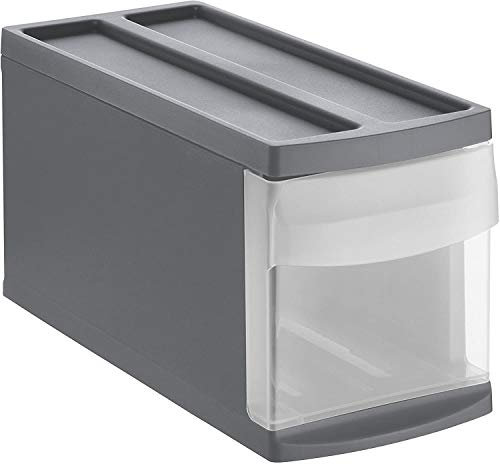 Rotho Systemix Schubladenbox 1 Schub, Kunststoff (PP) BPA-frei, anthrazit/transparent, S (39.5 x 17.0 x 20.3 cm)