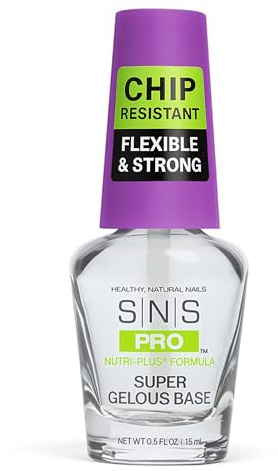 SNS Base Coat Nail Polish for Nail Dip Powder, Super Gelous Base - Long-Lasting & Fast-Drying Nail Strengtheners Gel Base for Premium Colors - Low Odor & No UV Lamp Required - 0.5 oz.
