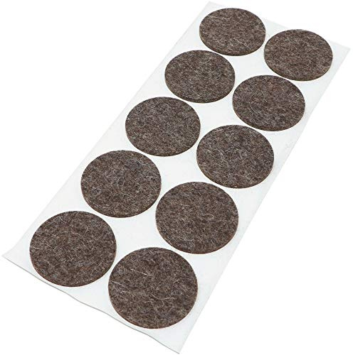 Adsamm® / 10 x Wollfilz-Möbelgleiter | ø 45 mm/Melange-Braun Natur/Rund / 3 mm Starke Selbstklebende weiche Filzgleiter aus Naturfilz