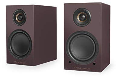 Triangle - Enceintes Actives LN01A - Enceintes Bibliothèque Bluetooth avec Amplificateur 2 x 50W - Audio HD - Entrées Phono/Platine Optique & Sortie Caisson - 165 x 291 x 225 mm – Aubergine (Paire)