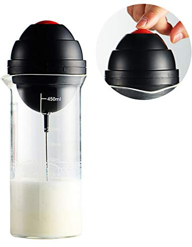 Montalatte Elettrico, 450ML Trasparente One-Touch Schiuma Mixer per caffè, Latte, Caldo al Cioccolato Cappuccino Foamer Crema
