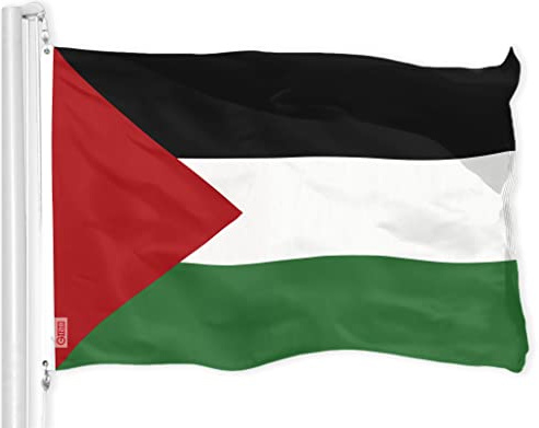 G128 Drapeau palestinien palestinien 3x5 pi 150D imprimé, 150D intérieur/extérieur, couleurs vives, œillets en laiton, beaucoup plus épais et plus durable que le polyester 100D 75D