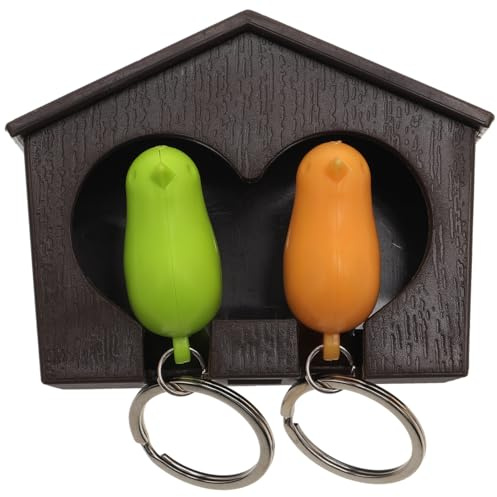 Holibanna Vogelhaus Schlüsselanhänger Mit 2 Pfeifen Und Gelbem Spatz Kunststoff 9.4X6.4X4.4 Cm Wandhaken Für Schlüsselorganisation Und Notfall-Sos-Pfeife