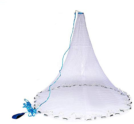 Lawaia Rete da Pesca Rezzaglio Retino da Pesca Rete Sparviero in Acqua Salata Monofilamento in Nylon Rete da Lancio a Mano Reti da Gettare in Ghisa Raggio di 1.2-3.6m