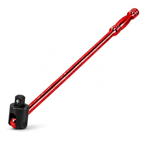 Autojack 600mm Breaker Bar 1/2 Inch Sq Dr Heavy Duty, Socket Wrench, Red | 600mm 1/2 breaker bar with flexi knuckle, providing powerful leverage and easy access for loosening stubborn fasteners.