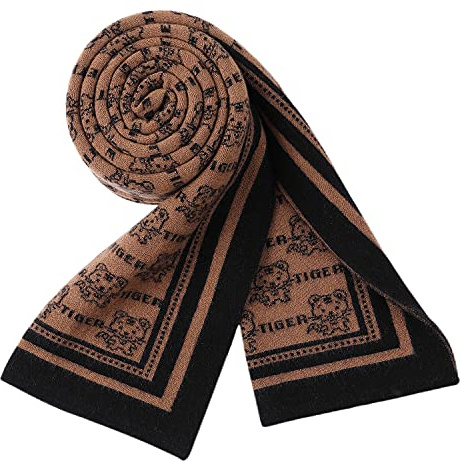WANYING Winter Herbst 6% Wolle Herrenschal Gestrickter Schal für Herren Strickschal Wolleschal Basic Classic Casual Business - Tiger Muster Schwarz & Braun
