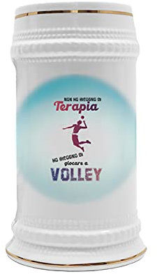Boccale da Birra Pallavolo Uomo Non Ho Bisogno di Terapia Ho Bisogno di Giocare a Volley Boccale in ceramica 500 ML Boccali da Birra Divertenti Regalo Uomo Sportivo Idea Regalo Uomo