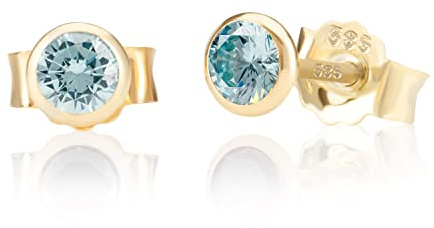 NKlaus Paar 5,0mm 585 Gelb Gold 14 Karat Ohrstecker Kristall Zirkonia Butterfly Verschluss Damen Mädchen