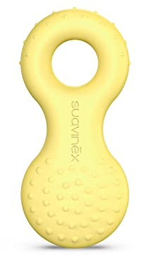 Suavinex, Anneau de Dentition en Gomme pour Bébés, +0 Mois. Anneau de Dentition Caoutchouc. Étape 1. Jaune