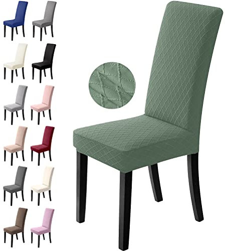 BalladHome Stuhlhussen 6er Set Stretch Stuhlbezug Stuhlüberzug Esszimmerstühle Bezug Universale Elastische Hussen waschbar Abnehmba für Hotel, Bankett, Büro, Partys Deko (6 Stück, Grün)-L
