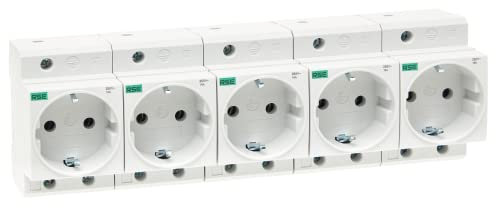 RSE Presa da incasso 230 V/16 A per guida DIN per contatore da incasso, 5 pezzi