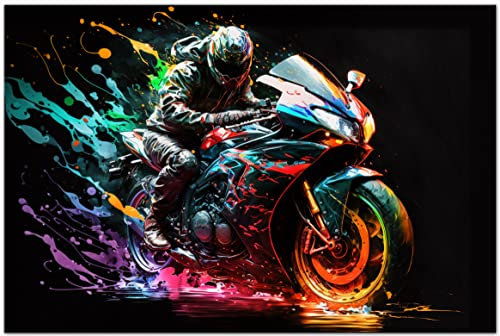 Printonia Leinwandbild 120x80cm Honda CBR Motorrad Motorräder Abstrakt Art Wandbild Bilder Dekoration Deko Kunstdruck