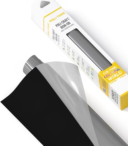 POLI-TAPE TUBITHERM® FLOCK transferfolie med sammetslen yta för textilier - Värmeöverföringsfilm för strykning, plotterfilm för DIY-skjortor, Svart, 30,5 cm x 61 cm