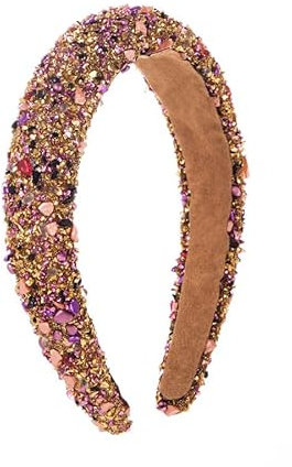 3Farben Strass-Stirnbänder,Glitzernde Kristall Stirnbänder,Barock Boho-Schmuck-Stirnband Breites Haarband Haarreif,Glitzer Gepolstert,Glitzernder FauxDiamant-Stirnband für Damen Mädchen (silver)