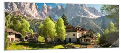 Panorama Bilder auf Glas Berge Landschaft Alpen Glasbild 140x50cm Wandbilder Dekoration Wohnzimmer Schlafzimmer Küche Groß XXL Wanddeko Bild im Glas Wand Kunstdruck Art Modern GAB140x50-5814