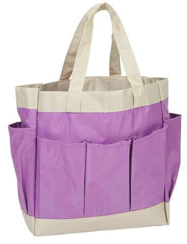 sourcing map Garden Tool Bag 11.2 x 5 x 11 Large Oxford Waterproof with Pockets Garden Tote Bag Gardening Plant Tool Organizer Storage Carrier Store for Outdoor Women Men, Purple