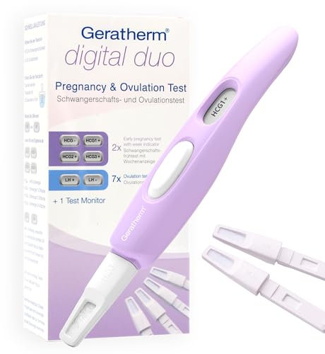 GERATHERM digital duo – digitaler Schwangerschafts- & Ovulationstest/Kombi-Test/2-in-1/Kinderwunsch-Set 7x Eisprung 2x Schwangerschaft/Sensitivität 25 mIU/ml