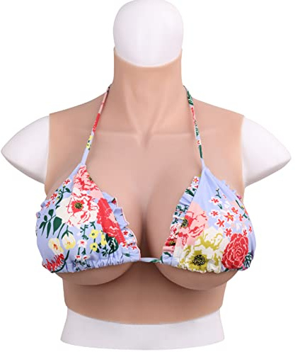 Yuewen Silikon Brustprothesen Touch Soft C-XXL S Cup Realistische Silikon Brust Platte für Transgender Crossdresser Cosplay Dress Up (Elfenbeinweiß, E-Silikonfüller)