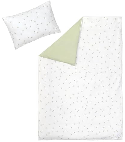 LÄSSIG Kinder Bettwäsche Set aus Single Jersey mit TENCEL™ Lyocell 2-teilig/Bedding Set Leave milky/olive