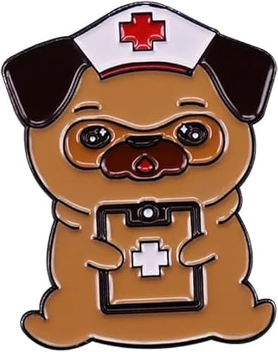 xutao Rote Emaille-Anstecknadel Krankenschwester Brosche Emergency Medical Badge Puppy Doctor Styled Hard Drip Oil Pin für Männer, Frauen und Kinder