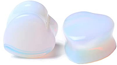 BCughia Ohrring Tunnel Stein 6mm Ohr Plug Damen Herz Form Opal Stein Ohrringe Tunnel Set, 2 Stück