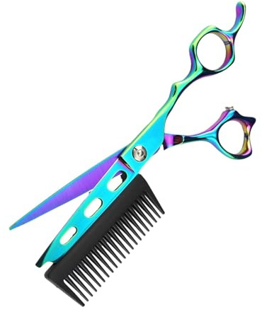 Professionelle Friseurschere mit abnehmbarem Kamm, 2 in 1 Haarschere 6 Zoll Haarschneideschere mit Kamm, Professionelle Friseurschere aus Edelstahl 6 Zoll