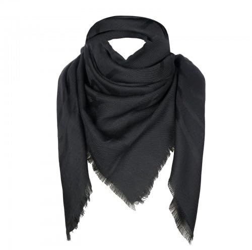Husalsea 110 x 110 cm bomull Keffiyeh Wrap Scarf, Damhalsduk, Bomull Unisex Militära Sjal, Mjuk Bomull Halsduk, Triangulär Halsduk, Svart, Svart, Dimensione individuale
