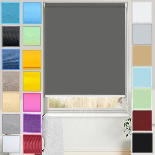 Tragbares Verdunkelungsrollo 120 x 70 cm Wasserdichtes Stoffrollo Fensterrollo für Reisen und Schlafzimmer Dunkelgrau