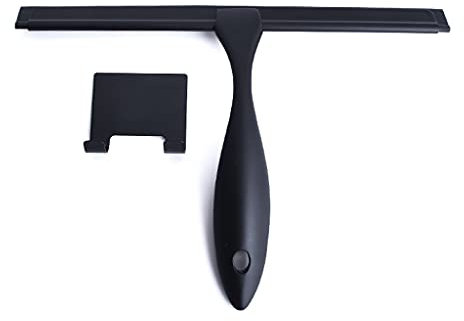 XANHOY Escobilla de ducha de acero inoxidable negro mate para puertas de baño, azulejos, coche, herramienta de limpieza de limpiaparabrisas