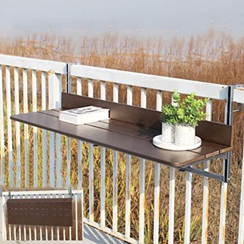 Balkontisch aus Massivholz, Stehtisch mit hängendem Geländer für den Außenbereich für den Terrassenpool, Kaffee-Beistelltisch aus Metall, multifunktionaler Freizeittisch, Verstellbarer, anhe