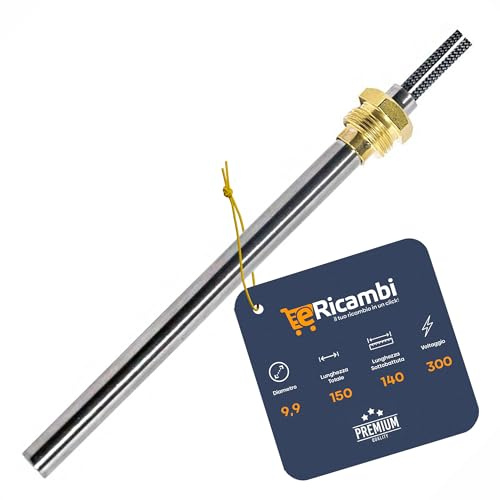 ERICAMBI®, Résistance bougie d'allumage cartouche d'allumage pour poêles à granulés HT62652 avec raccord fileté 3/8 gaz, longueur totale 150 mm - puissance 300 W, pour modèles Cadel Karmek One