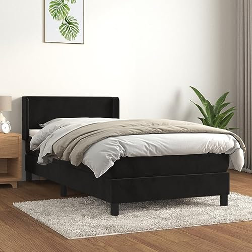 qohoio Boxspringbett mit Matratze Betten Mit Matratze Schlafzimmer Bett Boxspringbett Mit Matratze Schwarz 80x200 cm Samt - 3130807