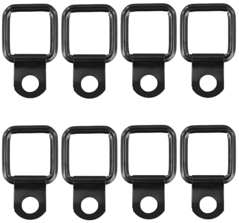 Anclajes de Anillo en D, 8 Piezas D de Amarre Anillo, Acero Inoxidable Techo Rígido, Sujetadores de Extracción Rápida, Gancho Anilla de Amarre en Negro para Asegurar Cargas En Remolques Camiones Botes