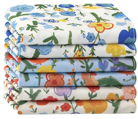 HOULIFE Taschentücher für Damen - Weiches Baumwolltaschentuch, Geblümtes Vintage-Taschentuch mit Blumenmuster