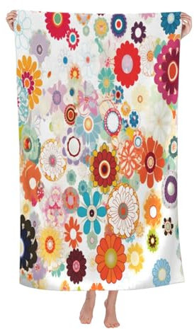 Duschtuch Bunte Blumen7 Schwimmhandtücher Mikrofaser Beach Towel Sandfreie Badetuch Für Fitness Pool 80X130Cm