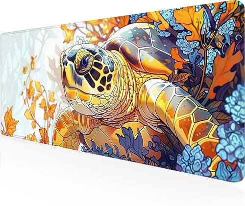 Mouse Pad Tortugas Marinas Alfombrilla Ratón XXL [120x60cm], Impermeable Alfombrilla Raton Amarillo Mousepad con Base de Goma Antideslizante Tapete Escritorio Accesorios Gaming para Oficina -Ly41217
