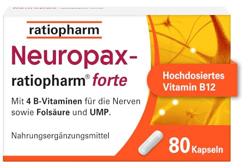 Neuropax-ratiopharm® forte, 80 Kapseln, mit B-Vitaminen | B-Vitamine zur Unterstützung des Nervensystems*. Mit Uridinmonophosphat (UMP). Gut verträglich und nur 1 Kapsel täglich