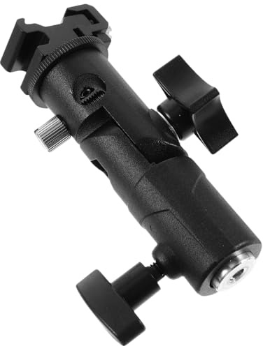 Blitzlampenhalterung mit Schirmhalterung für Fotografie Schwarz | Aluminium Abs, 180° Vertikal und 360° Horizontal Verstellbar, für Stativ oder Lichtständer