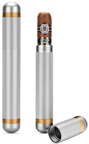 CIGARLOONG Zigarrenröhre Aluminium Single, Reise Zigarrenetui Portable Zigarrenhalter (Silber)