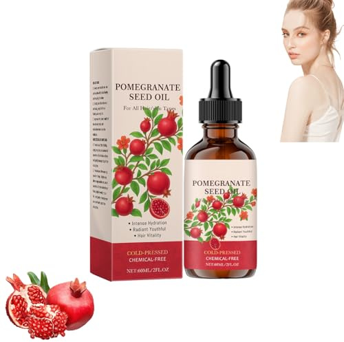Bio kaltgepresstes Granatapfelkernöl & Vitamin E Öl für Gesicht, Körper, Haare | 100% rein unraffiniert Antioxidans Feuchtigkeitscreme für Haut Hydratation, Anti-Aging Gesichtsbehandlung (1 Flasche)