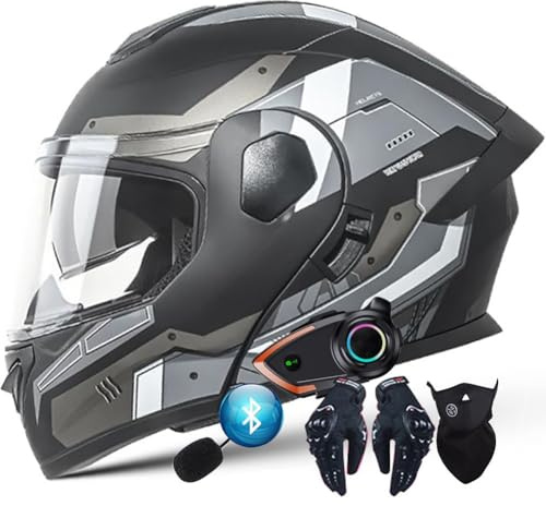 Letetexi Caschi Modulari per Moto Bluetooth Intercom Casco Moto Apribili Omologato ECE/DOT Casco Moto Flip Up Donna Casco Moto modulare Uomo Leggero Casco Moto Full Face Helmet M~XXL