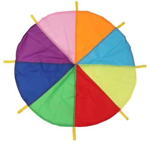 Juega paracaídas con asas - colorido juego cooperativo de grupo de tejidos, divertido paracaídas de actividad con asas para la clase de gimnasio | Rainbow Parachutefor Kids Outdoor Play Games