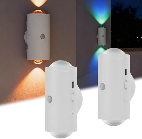 2 Pezzi Lampada da Parete Intelligente con Sensore di Movimento, Applique Senza Fili da Muro Design Magnetico, Luce Notturna a LED Ricaricabile Tramite USB, per Camere da Letto, Corridoi, Scale