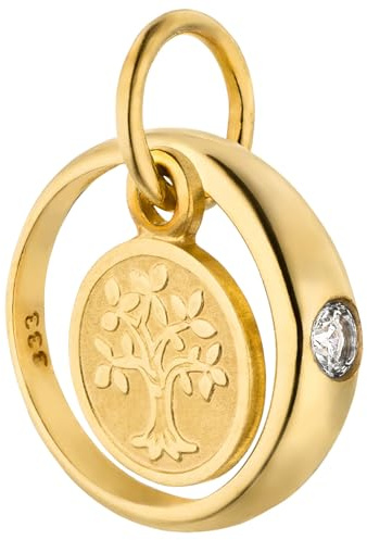 Jobo Damen-Anhänger Taufring Lebensbaum aus 8 Karat 333 Gold mit Zirkonia 10 mm
