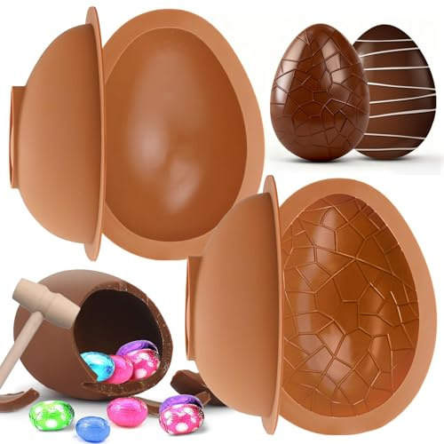 Ostern Schokoladenform Silikon Dinosaurier Ei Überraschung Set Groß 4 Stück 3D Zum Aufschlagen mit Holzhammer Backform für Ostern Süßigkeiten DIY Schokolade Küche