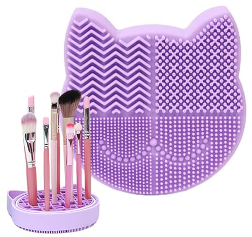 Almohadilla Limpiadora para Brochas de Maquillaje | Herramientas De Belleza De Silicón Con Forma De Gato,Herramienta de Limpieza para Brochas Cosmeticas,Para Esponjas y Pufs de Polvos, Uso Diario en H
