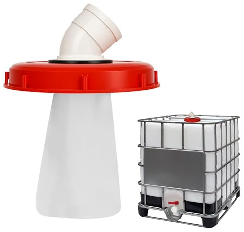RUCUDIM IBC Deckelfilter,45°IBC Deckel Filter, 245mm Tankdeckel Wasserfilter Nylon Regenwasserfilter Auswaschbar mit Deckel, Filterdeckelmit Bogen, Tank Zubehör für Regenwassertank