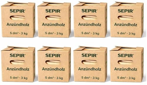 Kaminholz Anzündholz & Brennholz aus Kiefer und Fichte Kammergetrocknet 8 x 3 kg Karton 5dm³ - Feuerholz Anfeuerholz für Holzofen & Kamin